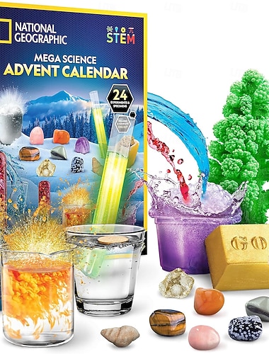  wetenschappelijke kit &stenencollectie adventskalender 2025 jumbo adventskalender met 24 dagen wetenschappelijke experimenten edelstenen &meer voor kinderen stamprojecten voor kinderen van 8-12 jaar