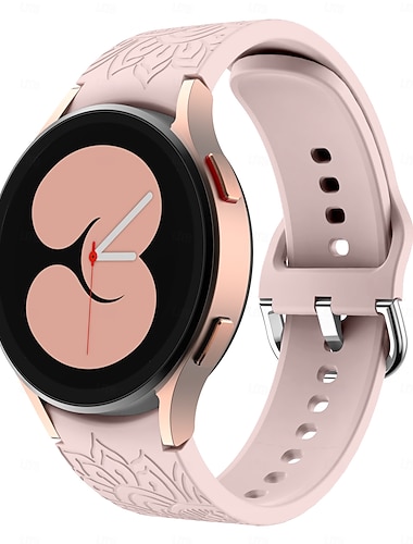  Pásek hodinek pro Samsung Galaxy Watch 7/6/5/4 40/44mm, Watch 6 Classic 43/47mm, Watch 4 Classic 42/46mm Silikon Výměna, nahrazení Popruh Nastavitelný Sportovní značka Moderní spona Květina rytá