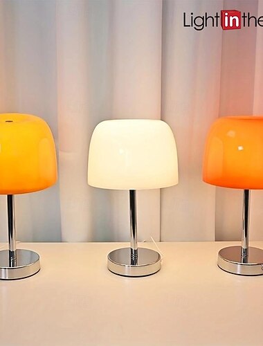  1pc lampe de table champignon en verre rétro, chambre moderne chevet chez l'habitant atmosphère décor lampe salon salle à manger lampe de bureau en verre médiéval