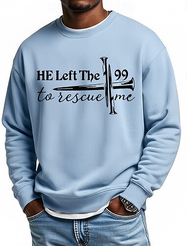  Per uomo Gesù Fede Felpa Moda Quotidiano Casual Manica Lunga Girocollo Casa Sport all'Aperto Abbigliamento casual alla moda Blu chiaro Viola chiaro Verde Cachi Grigio chiaro Girocollo 3D Tutte le