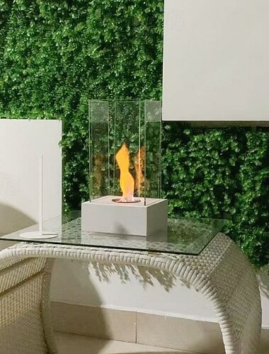 Stor bordskamin i glas, 45 cm hög, bärbar eldskål, rent brinnande bioetanol, ventilationsfri eldstad för inomhus- och utomhusterrasser, fester och evenemang   Stor bordskamin i glas, 45 cm hög, bärbar eldskål, rent brinnande bioetanol, ventilationsfri eldstad för inomhus- och utomhusterrasser, fester och evenemang