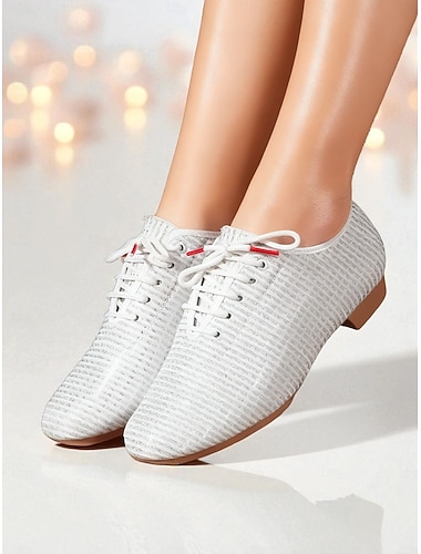 حذاء رقص احترافي أبيض برباط للنساء، حذاء مسطح خفيف الوزن قابل للتنفس لممارسة موسيقى الجاز، حذاء مريح للرقص في قاعة الرقص &أحذية تدريب لاتينية للنساء   حذاء رقص احترافي أبيض برباط للنساء، حذاء مسطح خفيف الوزن قابل للتنفس لممارسة موسيقى الجاز، حذاء مريح للرقص في قاعة الرقص &أحذية تدريب لاتينية للنساء
