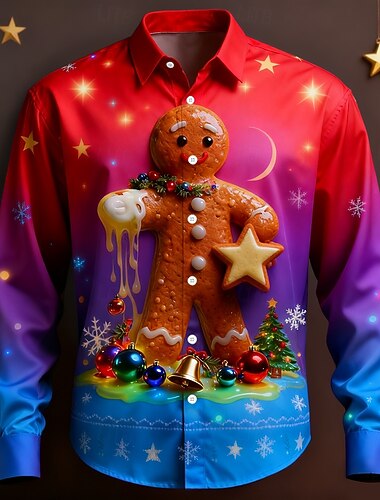 Christmas Miesten Kaltevuusväri hauska joulu piparkakku-ukko Paita Button Up paita Pitkähihainen Hauska ulko- Pyhäpäivä Kevät Syksy Sänkyjen avaus 3D-tulostus kauluspaidat Rubiini Sininen   Christmas Miesten Kaltevuusväri hauska joulu piparkakku-ukko Paita Button Up paita Pitkähihainen Hauska ulko- Pyhäpäivä Kevät Syksy Sänkyjen avaus 3D-tulostus kauluspaidat Rubiini Sininen