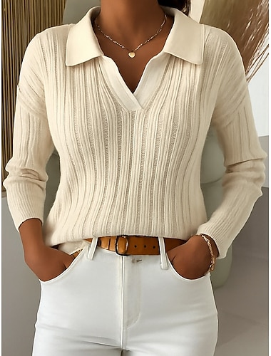  女性用 ブラウス 純色 エレガント スタイリッシュ ベーシック 長袖 シャツカラー レギュラートップス 日常 ピンク ワイン ダックグレー アプリコット 春 秋 冬