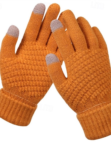  Per uomo 1 Paio Interi Invernali Guanti lavorati a maglia Guanti senza dita Moda Moderno Guanti Calore Termico Lavoro a maglia Blocco di colori Autunno Nero Bianco Giallo Rosa