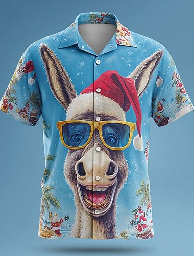 Christmas Miesten Eläin Aasi hauska joulu Paita Kuubalainen paita Lyhythihainen Hauska Pyhäpäivä Katuvaatteet Kevät Syksy Pystykaulus 3D-tulostus Napitettavat paidat Vaalean sininen Sininen 1# Sininen   Christmas Miesten Eläin Aasi hauska joulu Paita Kuubalainen paita Lyhythihainen Hauska Pyhäpäivä Katuvaatteet Kevät Syksy Pystykaulus 3D-tulostus Napitettavat paidat Vaalean sininen Sininen 1# Sininen