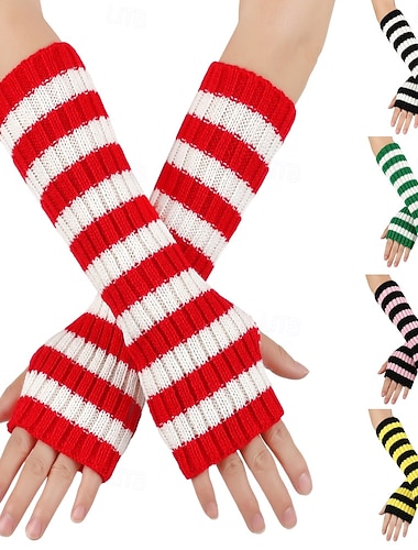  Damen 1 Paar Halbfinger / Gestrickte Handschuhe Streetwear / Outdoor Handschuhe - Gestreift Druck