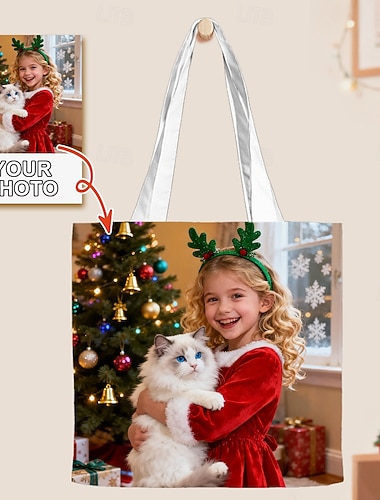  herre kvinner barns tøyveske skulderveske lerret tøyveske tilpasse oxford klut shopping daglig utskrift stor kapasitet holdbart tilpasset trykk hvit personlig valentine gave spesiallaget