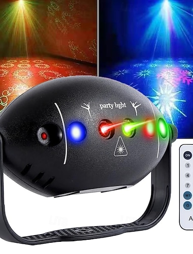  Światła dyskotekowe, światła imprezowe aktywowane dźwiękiem, z pilotem, projektorem, oświetleniem stroboskopowym do dekoracji domu, karaoke na urodziny, Boże Narodzenie, pokaz w barze