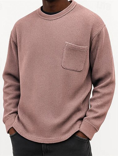 Муж. Футболка Футболки Вафельная трикотажная футболка Рубашка с длинным рукавом Длинный рукав Вырез под горло Весна Осень Полотняное плетение Мода Оригинальный рисунок Классический Карманы   Муж. Футболка Футболки Вафельная трикотажная футболка Рубашка с длинным рукавом Длинный рукав Вырез под горло Весна Осень Полотняное плетение Мода Оригинальный рисунок Классический Карманы