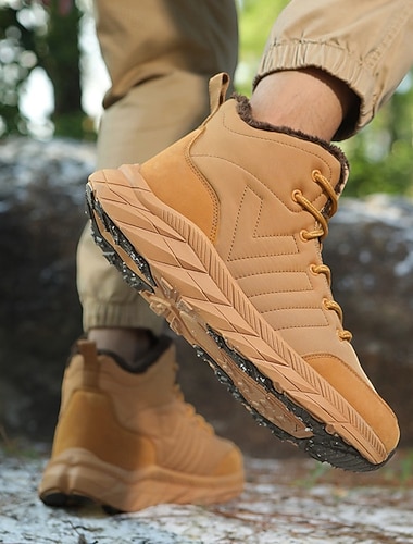  Herresklisikre, varme vinterstøvler med pelsfôr, utendørs, avslappede ankelsko for kaldt vær