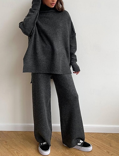  בגדי ריקוד נשים פעיל סגנון רחוב ערכות מכנסיים בולרו טופ שרוול ארוך עומד צבע אחיד בָּחוּץ חופשה יומי אפור כהה קאמל חום סתיו רגיל