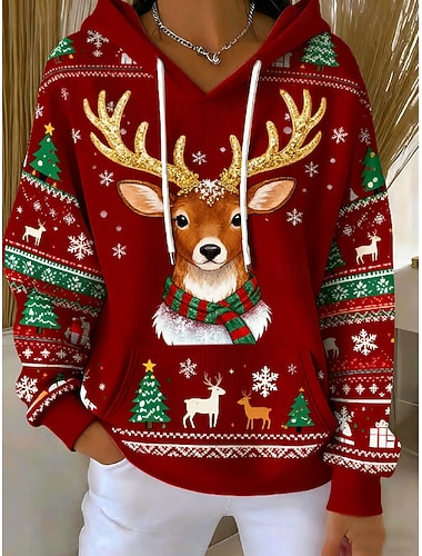 Damen Kapuzenpullover Grafik Rentier Weihnachten Punk Aktiv Vintage Langarm Mit Kapuze Normale Oberteile Straße Alltagskleidung Lässig Druck Fronttasche Rote Blau Purpur Grün Khaki Frühling Herbst   Damen Kapuzenpullover Grafik Rentier Weihnachten Punk Aktiv Vintage Langarm Mit Kapuze Normale Oberteile Straße Alltagskleidung Lässig Druck Fronttasche Rote Blau Purpur Grün Khaki Frühling Herbst