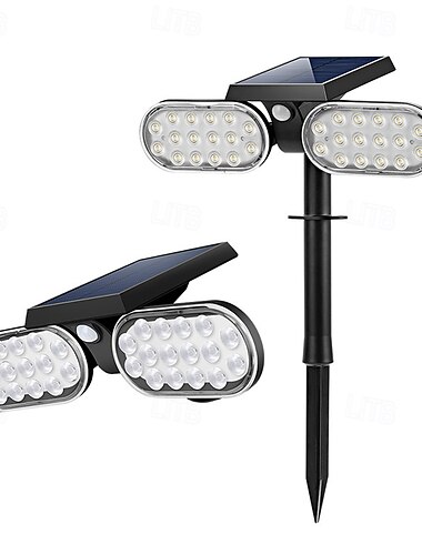  luci solari per esterni con sensore di movimento PIR, confezione da 1, faretto solare, modalità di accensione fissa o sensore di movimento, luce di sicurezza dal tramonto all'alba, faretti da giardino per recinzione del garage, vialetto, alimentati a ener