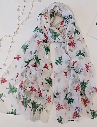  Γυναικεία Φουλάρια Σάλι Χριστούγεννα Καθημερινά Αργίες Πολυεστέρας Διακοπές Βασικό Καθημερινό Διατηρείτε Ζεστό Καθημερινά 1 τμχ