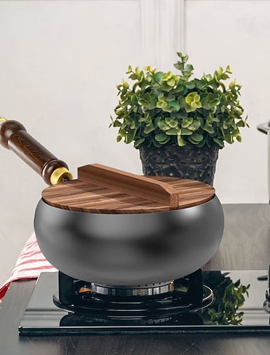  håndsmidd jerngryte med stor mage, ubelagt liten stekepanne, tradisjonelt kokekar for allsidig matlaging, varmebevaring