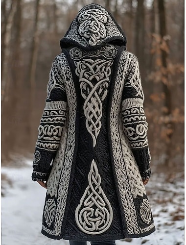 نسائي سترة من الصوف يوميا كاجوال الرسم هندسي مضلع مع قبعة بقع جيب Buttons كم طويل قمصان طويلة متماسكة الأماكن المفتوحة عطلة نهاية الاسبوع أسود الخريف الشتاء   نسائي سترة من الصوف يوميا كاجوال الرسم هندسي مضلع مع قبعة بقع جيب Buttons كم طويل قمصان طويلة متماسكة الأماكن المفتوحة عطلة نهاية الاسبوع أسود الخريف الشتاء