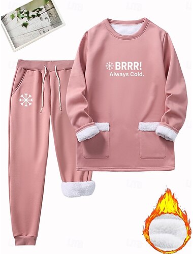  Per donna Set da due pezzi Tuta Set di Pantaloni Manica Lunga Girocollo Lettera Coulisse Stampato Caldo Quotidiano Casuale Quotidiano Blu Nero Rosa scuro Autunno Vestibilità regolare