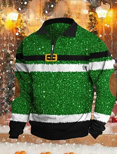  Jul Herre Grafisk Polo Langermet Aftæpning Moderne Fritid utendørs Feriereise Festival Glidelås 3D-utskrift Vår Høst Vinter Rød Blå Grønn