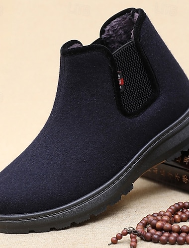  Pánské tmavě modré nazouvací boty – měkká podšívka z imitace vlny pro teplo a pohodlí, ideální pro zimní výlety i běžné nošení