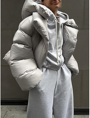  Damen Parka Bequem Atmungsaktiv Tasche Knöpfe Lässig Einfach Urlaub Straße Lässig Alltagskleidung Reisverschluss Regulär Mit Kapuze Normale Passform Langarm Oberbekleidung Schwarz Armeegrün Dunkelgray