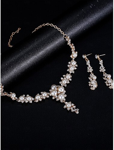  Zestaw naszyjnika z perłami i cyrkoniami, elegancka biżuteria vintage na bale Gatsby'ego i wesela &imprezy wieczorne