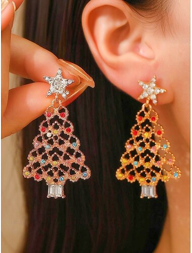  Dámské Peckové náušnice Náušnice - Kruhy Barevná Bílá Slitina Vánoce Elegantní Párty / večer vánoční strom