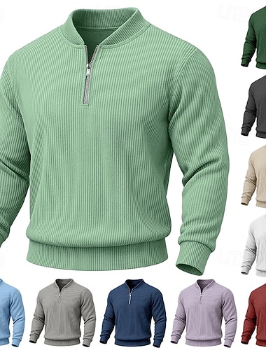 Herre Genser Kordfløyel Genser med hette for genser Kvart glidelås genser Aprikos Hvit Rød Navyblå Mørkegrønn Opprett krage عادي Med Tekstur Sport & Utendørs Avslappet Daglig Gatemote Kul Sportsklær   Herre Genser Kordfløyel Genser med hette for genser Kvart glidelås genser Aprikos Hvit Rød Navyblå Mørkegrønn Opprett krage عادي Med Tekstur Sport & Utendørs Avslappet Daglig Gatemote Kul Sportsklær