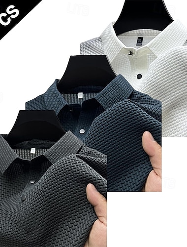  3ピース メンズ ポロシャツ ゴルフシャツ カジュアル ホリデー クラシック 半袖 ファッション ベーシック 無地 3ピース マルチパック 夏 オールシーズン レギュラーフィット