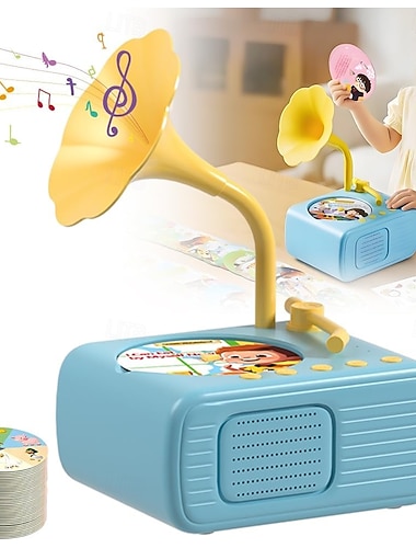 Barns grammofon med 99 kort, grammofon för småbarn, pedagogisk grammofon för småbarn, interaktiv berättarleksak för förskola, musikspelare för babybarn   Barns grammofon med 99 kort, grammofon för småbarn, pedagogisk grammofon för småbarn, interaktiv berättarleksak för förskola, musikspelare för babybarn