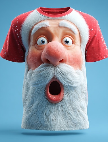  Navidad Hombre Papá Noel Dibujo 3D Camiseta Manga Corta Camiseta Impresión 3D Cuello Barco Camisa Diario Design Artístico Vacaciones Fiesta Calle Negro Rojo Todas las Temporadas Ropa S M L XL XXL XXXL
