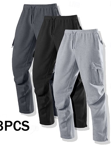  Homme Jogging Cargo Pantalon en polaire Pantalon Jogger Pantalons Pantalon décontracté Cordon de serrage Taille Élastique Pack multiple Couleur Unie Coupe-vent Extérieur Longueur complète Extérieur