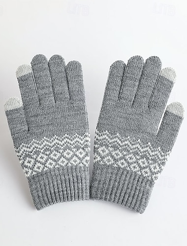  Damen 1 Paar Winterhandschuhe / Gestrickte Handschuhe / Fingerlose Handschuhe Streetwear / Basic / Outdoor Handschuhe - Druck Vollfinger