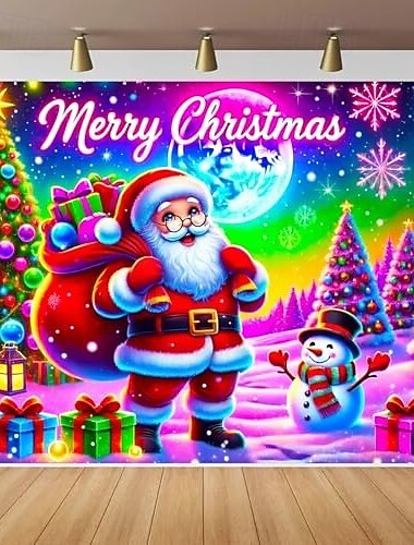  Tapeçaria de Natal pendurada Papai Noel boneco de neve árvore de Natal caixas de presente estilo colorido grande arte de parede mural decoração cobertor cortina feriado casa quarto sala estar