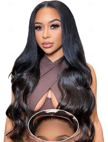  Peruca de cabelo humano com ondas corporais para mulheres, renda 4x4, densidade 180%, sem cola, cabelo humano pré-arrancado, pré-cortado e pronto, perucas de renda frontal sem cola, cabelos humanos