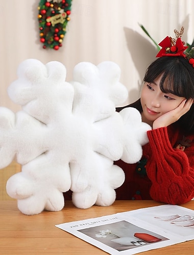 snöflinga vinterprydnadskuddar, snöflingeformad fylld kudde, söt mjuk snöflinga prydnadskudde dekorativ, julkuddar för fest utomhus hem kudddekorationer   snöflinga vinterprydnadskuddar, snöflingeformad fylld kudde, söt mjuk snöflinga prydnadskudde dekorativ, julkuddar för fest utomhus hem kudddekorationer