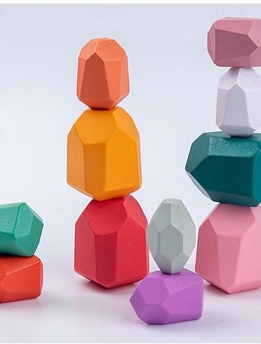  Balancieren von Holz und Felsen &Stapelsteine – Montessori-Lernspielzeug für Kinder &Erwachsene – kreative Bausteine für die Konzentration & ruhig