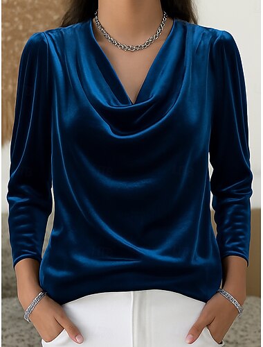  jul fløyel dameskjorte vintage fest ferie semi-formell formelt antrekk svart vinblå lilla grønn høst vinter