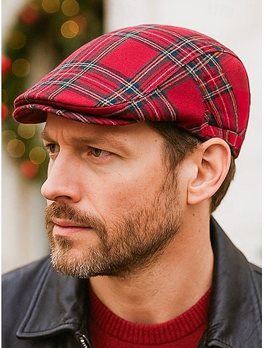  berretto piatto da uomo in cotone scozzese per Natale: diverse opzioni di colore, elegante e comodo, perfetto per gli outfit delle feste