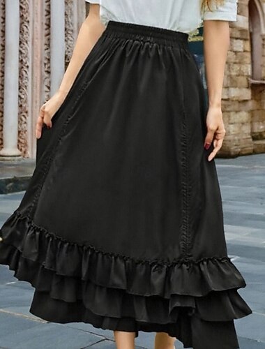  Retrò Vintage Punk & Gotico Medievale Gonna Ragazza gotica Con Volant Costume Per donna Fantasia Stile Steampunk Mascherata Casual Quotidiano Adulti Gonne