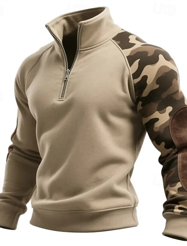Herre Genser Kvart glidelås genser Kamuflasjegenser Kakifarget Opprett krage عادي Kamuflasje Farge Lapper Sport & Utendørs Avslappet Daglig Gatemote Kul Sportsklær Høst Vår & Vinter Klær Gensere   Herre Genser Kvart glidelås genser Kamuflasjegenser Kakifarget Opprett krage عادي Kamuflasje Farge Lapper Sport & Utendørs Avslappet Daglig Gatemote Kul Sportsklær Høst Vår & Vinter Klær Gensere