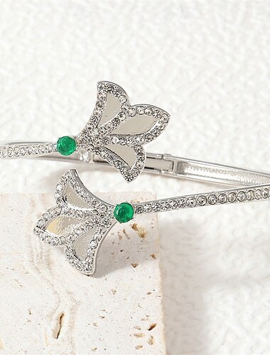  Kubisk Zirkonium Gammeldags stil Klassisk Blad Formet Elegant Årgang Mote trendy Chrome Armbånd Smykker Sølv / Gull Til Bryllup Fest Gave Daglig Engasjement Skoleball