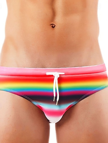  Homme string de bain Sous-Vêtements Slips de natation Élastique Respirant Bas Cordon de serrage Surf Bikini Plongée Dégradé Été