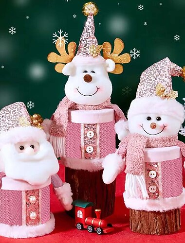  1 x Weihnachtsgeschenktüten aus Flachs – wiederverwendbar, 2026, neue Weihnachts-Eva-Süßigkeitentüten in Form eines Weihnachtsmanns, Schneemanns, Schneeflocken, Hirschs, Apfelsüßigkeiten,