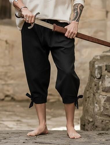  عتيق العصور الوسطى عصر النهضة بنطلونات شورتات سروال القراصنة قرصان الفايكينج الصليبي Ranger ملابس تنكرية رجالي قرصان خيال بنطلونات الصيف