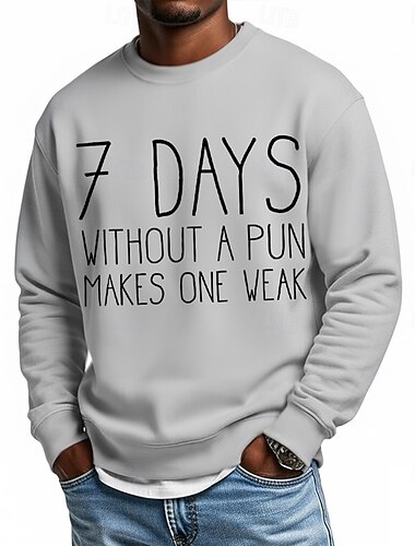  Per uomo Gergo divertente Felpa Moda Quotidiano Casual Manica Lunga Girocollo Casa Sport all'Aperto Abbigliamento casual alla moda Blu chiaro Viola chiaro Verde Cachi Grigio chiaro Girocollo 3D Tutte