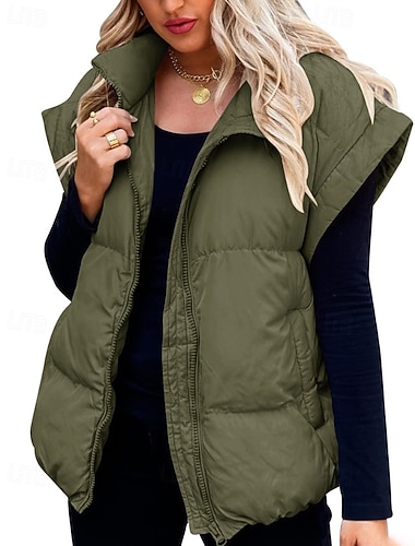  Γυναικεία Veste Διατηρείτε Ζεστό Άνετο Φερμουάρ Τσέπη Μοντέρνα Καθημερινό Σκέτο ΕΞΩΤΕΡΙΚΟΥ ΧΩΡΟΥ Διακοπές Causal Καθημερινά Κοντό Όρθιος Γιακάς Κανονικό Αμάνικο Εξωτερικά ενδύματα Μαύρο Λευκό Κίτρινο