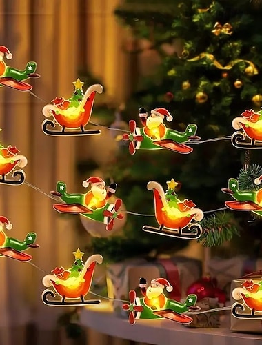 Julgirlang ljusslinga 2m 20led batteridriven jultomten pepparkaksgubbe polkagrisljus julbelysning semester julfest hem inomhus utomhus dekoration   Julgirlang ljusslinga 2m 20led batteridriven jultomten pepparkaksgubbe polkagrisljus julbelysning semester julfest hem inomhus utomhus dekoration