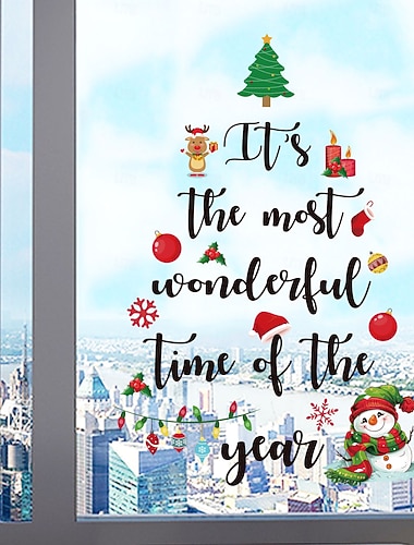  Adesivo de parede de natal, árvore de natal de inverno, abeto e design de presente, decalque de parede removível, decoração de fundo festivo para sala de estar, quarto, escritório, festa, decoração de