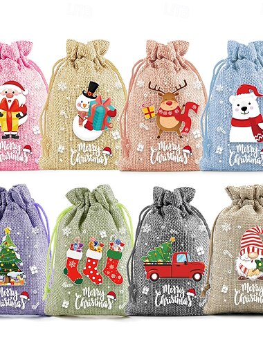  8 stücke urlaub kordelzug geschenk taschen weihnachten geschenk verpackung säcke beutel für weihnachten präsentiert party favor